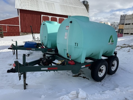 NURSE TANK, 1100-GALLON, TANDEM AXLE, BRIGGS & STRATTON PACER PUMP, 2-5/16'' HITCH