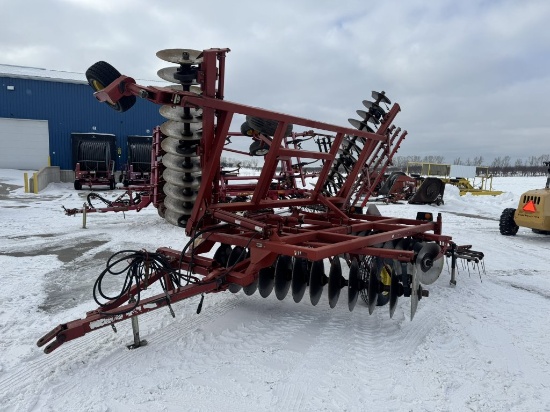 SUNFLOWER 1321-16 OFFSET TRANSPORT DISK, 16', 2 SECTION, C-FLEX, 3 BAR COIL TINE LEVELER, S/N: 01321