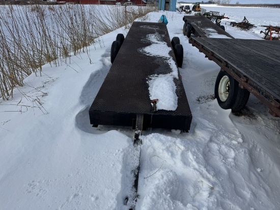 FLAT BED WAGON, 16' X 8' PIN HITCH, TANDEM AXLE