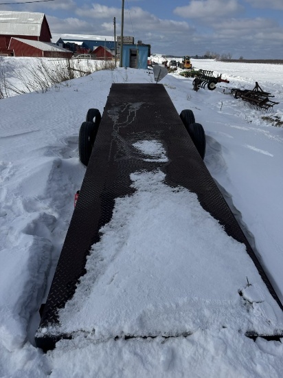 FLAT BED WAGON, 16' X 8' PIN HITCH, TANDEM AXLE