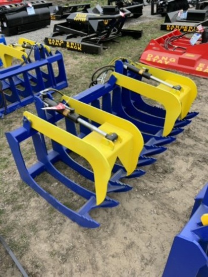 NEW SKID STEER GRAPPLE BUCKET, 68'', 3/8'' STEEL, 10-TOOTH