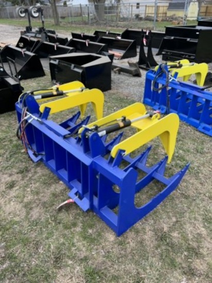 NEW SKID STEER GRAPPLE BUCKET, 68'', 1/2'' STEEL, 9-TOOTH