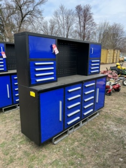 NEW CHERRY INDUSTRIAL WORKBENCH/TOOL CHEST, 7', 18-DRAWERS