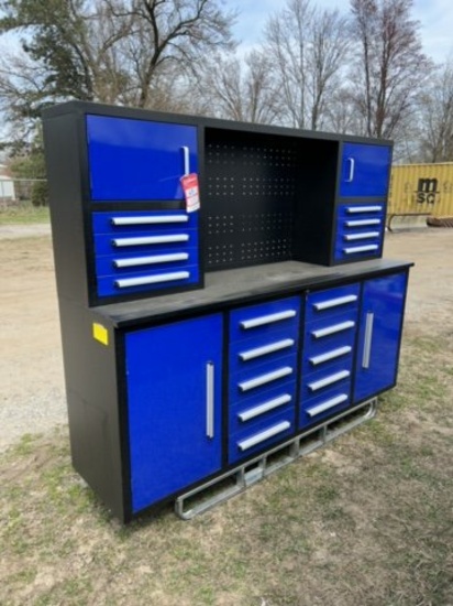 NEW CHERRY INDUSTRIAL WORKBENCH/TOOL CHEST, 7', 18-DRAWERS