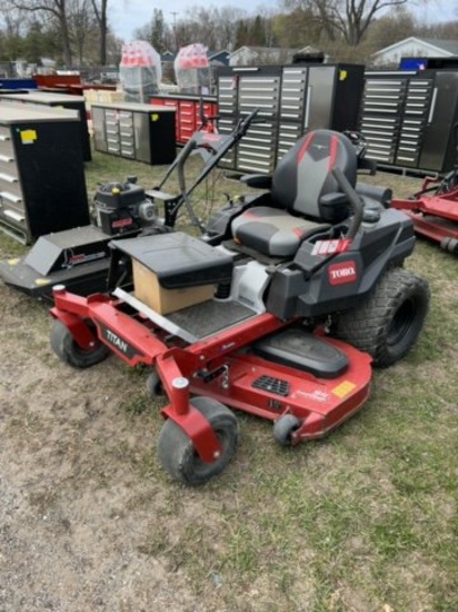 TORO TITAN ZERO TURN MOWER, MY RIDE SUSPENSION, KOHLER 26-HP GAS ENGINE, 54'' DECK, 96 HOURS SHOWING