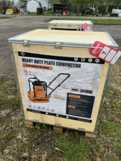 NEW ATS HEAVY DUTY PLATE COMPACTOR, MODEL PC90, 6.5HP ZONSEN GT200 ENGINE, 22'' X 17'', 5500 VPM VIB
