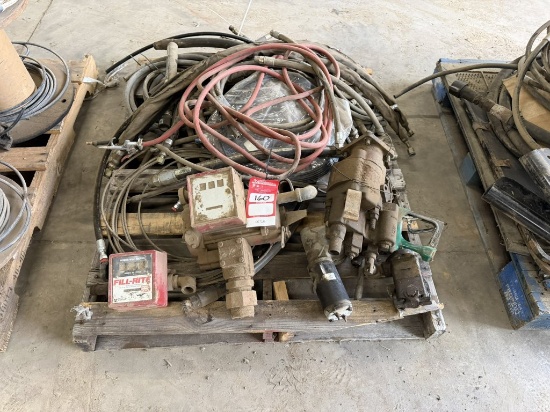 Assorted hydraulic hoses, fuel pump gauge and more
