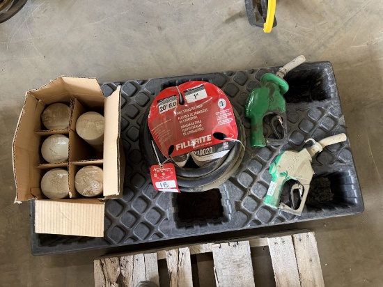 Diesel fuel nozzle, fuel transfer hose, and fuel filters