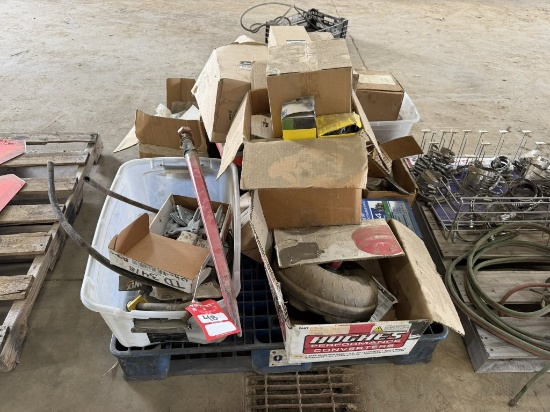 Skid of parts, filters, bale spear & more