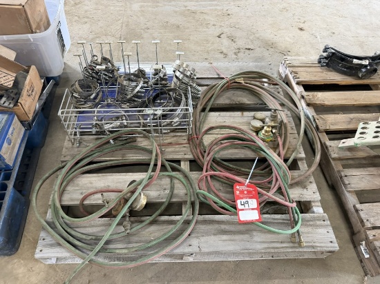 Hose clamps & oxy acetylene hose set with gauges