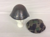 Military Helmet, w/Cammo Cover