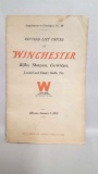 1917 Winchester Rifles, Shotguns & Cartridges Price List