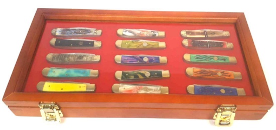 (15) Collector Pocket Knives in Case