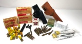 Flat of Misc - ammo, gun holsters, locks & gun parts
