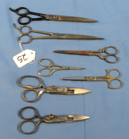 Scissors Lot: 7 Pairs; Sm. Barbers; Manicure & 2 Button Hole; Ecs Keen Kutter