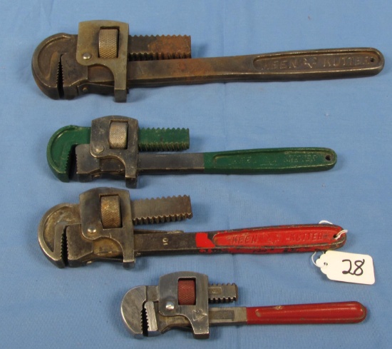 Pipe Wrenches; Keen Kutter; 14”; 8” & 10” Orig. Red & 10” Orig. Green