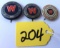 Pinbacks (2) : Two Sizes Of Black W/red W W 