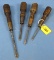 4 Winchester Screwdrivers; Brass Ferrules