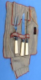 Carving Set; 3 Pc. Winchester W/silver Ferrules; Celluloid Hndls. In Cloth Roll; W/winchester Tag.