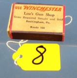 Pocket Box Of Stick Matches; 'use Winchester; Lou's Gun Shop; Rockingham; Pa Route 160;' Has Man &