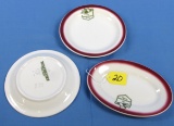 2 Dessert Plates & 1 Sm. Oval Platter; Buffalo China- The Winchester Store (w/the Logo Of The Winc.