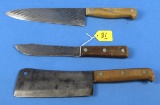 2 Butcher Knives; Case Xx; #431-6; #400-1 & Cleaver; Case Xx