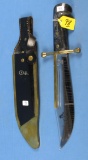 Bowie Knife; Case Xx Usa 1836; Blade Etched W/jim Bowie; Guard & Trim On Leather Case Xx Sheath Ar
