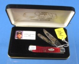 Pocket Knife; Case Xx; 2 Blade; Red Bone Trapper; R6254; Davey Allison Commemorative; 1987; Rookie