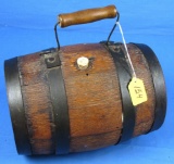 Keg (for Powder Or Water); Wooden Staves W/iron Bands; Side Bung; Carrying Hndl.