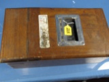 Old English Cash Register Receipt Box; Wood W/lift Top & Drawer