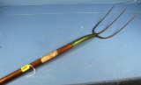 3 Tine Pitchfork; Shapleigh Klicker; Orig. Foil Tag; Orig. Green Paint On Most Of Shank & Tines (no