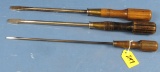 3 Winchester Screwdrivers; Wood Hndl; Brass Ferrules; #7117-10