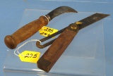 Sliding T Bevel; W1258 & Linoleum Knife; Winchester