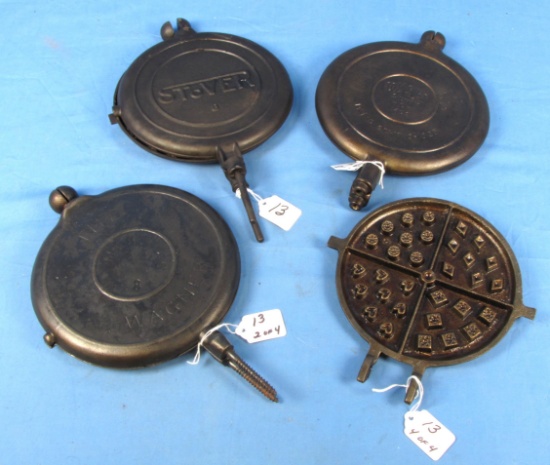 3 Waffle Iron Paddle Pairs (only): Stover #8; Repair To Ball; Wagnerware; #1408; The Wagner No. 8;