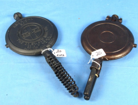 Waffle Iron Paddles (only) 2 Pr: Griswold (slant) American No. 7; Standard Hinge & Griswold The Ame