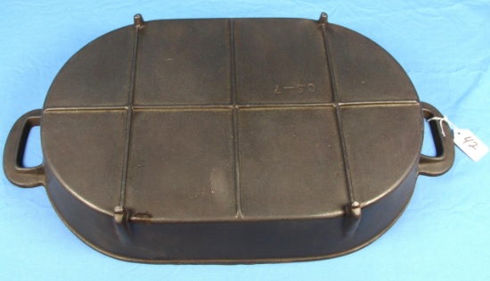 Large Roasting Pan; Cast Iron; Cs-7; 2 Hndls.; Oblong; Short Legs; 21in L. X 3in Dee[