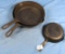 3 Skillets; Griswold Erie Pa; Sl; Smooth #4; 6; 7 (late Hndls)