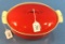 No. 95 Oval Casserole; Lidded; Griswold Logo; Flamingo Red; Few Dings Inside