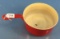 No. 84 Sauce Pan; No Lid; Griswold Logo; Hr; Flamingo Red; Some Inside Wear