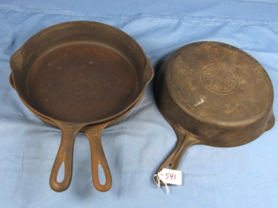 3-#8 Skillets; Griswold Epu; Ll; Smooth; Pn 704