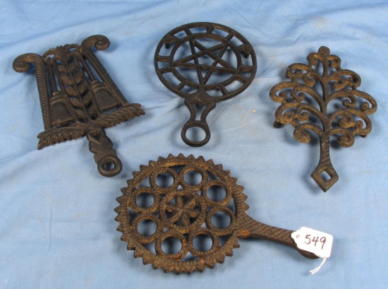 4 Trivets; Griswold; Pn 1727; 1728;1740; 1726