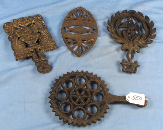 4 Trivets; Griswold; 1727; 1729; 1730 & Dubuque Potts