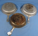 3 Nickeled Skillets; Griswold Epu; Ll; Smooth; #6;7;8 Pn 699; 701; 704