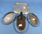 Aluminum Steak Platters; Griswold Epu; Pn 849(1) & 848 (2) & (1)wagnerware Magnalite Square Griddle