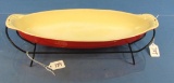 No. 82 Oval Service Dish; Griswold Logo; Flamingo Red; Very Good