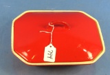 No. 89 Vegetable Dish W/cover; Griswold Logo; Hr; Flamingo Red; 1/2in X 1” Chip Interior Of Bottom;