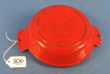 Egg Dish; Griswold; Hr; Flamingo Red; Crazing On Bottom; Few Small Chips Interior