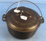 No. 8 Tite Top Dutch Oven; Raised Letter; Low Dome Lid; Griswold On A #8 Wagnerware Dutch Oven 1268