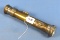Unusual Double Ended Flashlight; Brass; (2 Separate Switches; 1 Standard Lens; 1 Bulbous Magnifier