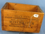 Wooden Shot Gun Paper Cartridges Box; Winchester; 15
